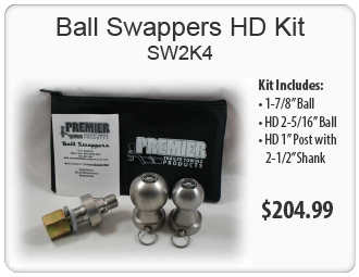 Ball Swappers Exchangeable Trailer Towing Balls. Made from Solid Stainless Steel. Designed to Last a Lifetime. HD Kit. SW2K4 Buy now $204.99