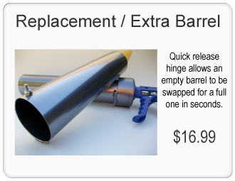 Grout Gun Replacement / Extra Barrel. Quick release hinge allows an empty grout gun barrel to be swapped for a full one in seconds. Buy it now for $16.99