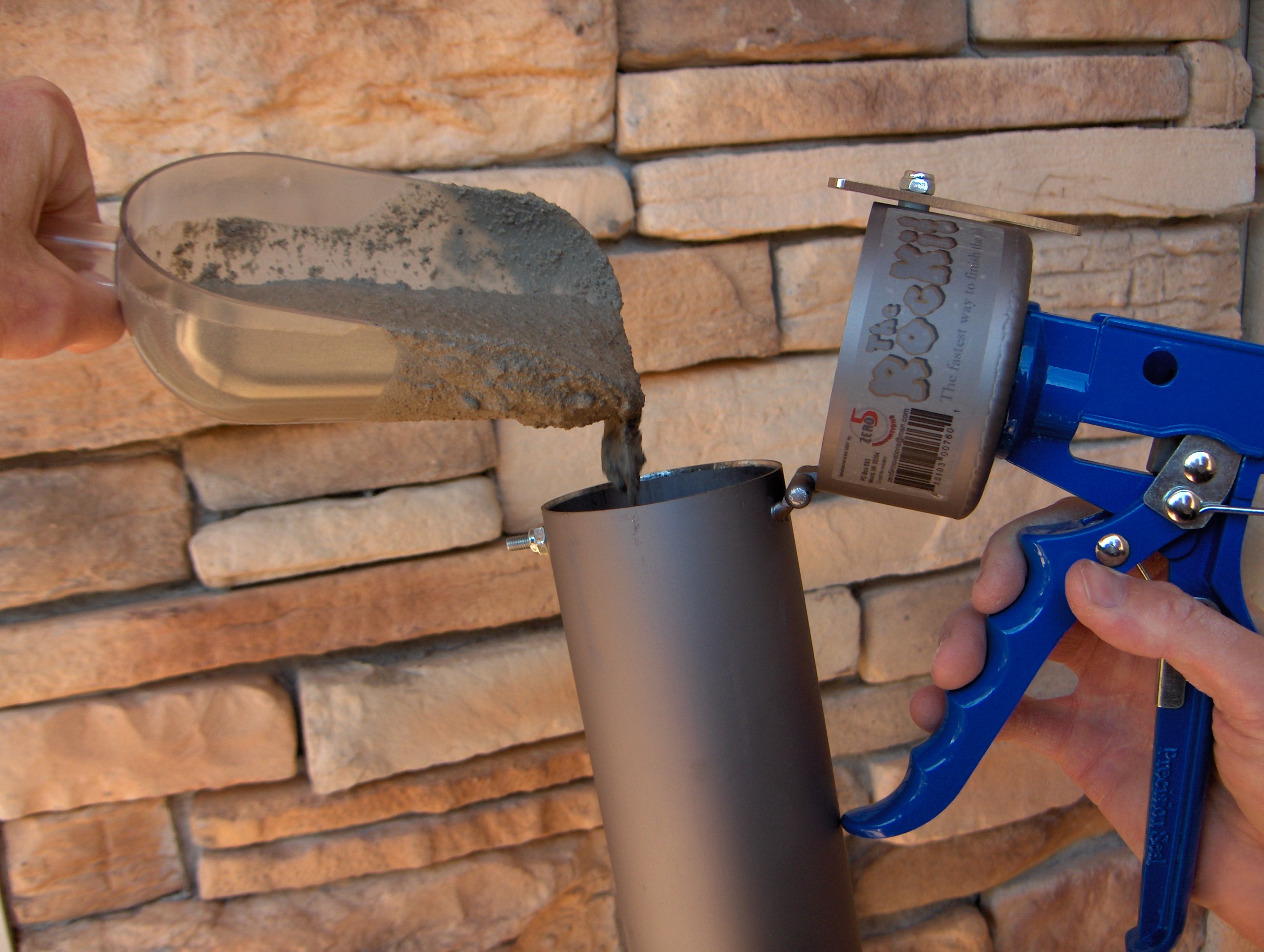 Grout Gun for grouting and tuckpointing Rock, Stone, Tile, Brick and Cracks in Cement and Block.